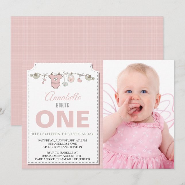 Turning One Birthday Invitation (Front/Back)