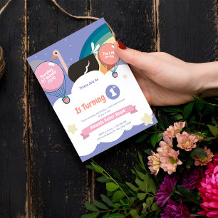 Turning One Birthday Invitation – Cute Rainbow