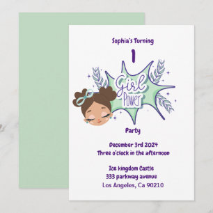 Turning one custom girls birthday Invitation