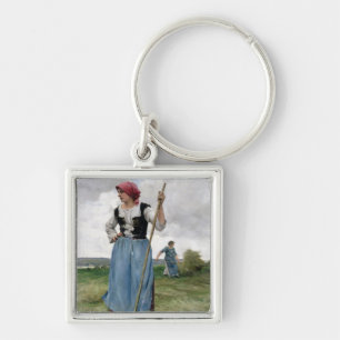 Turning the Hay (oil on canvas) Keychain