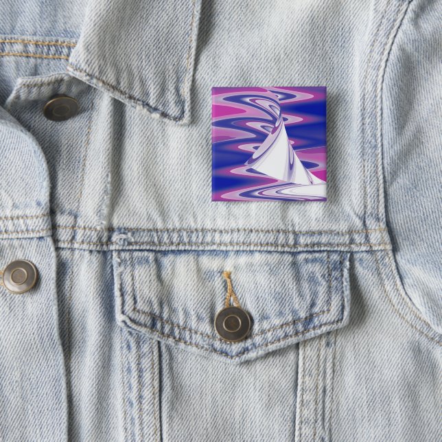 Turning waves 2 inch square button (In Situ)