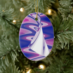 Turning waves ceramic ornament