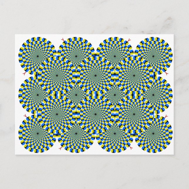 Turning Wheel Optical Illusion Green Spiral Circle Postcard (Front)