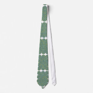 Turning Wheels Optical Illusion Green Hypnotic Tie