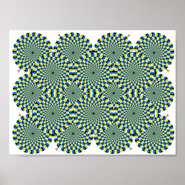 Turning Wheels Optical Illusion Green Hypnotize Poster (Front)
