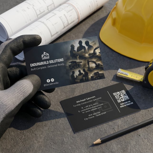 Turnkey Construction Services | Minimalist Black Business Card (Creator Uploaded)