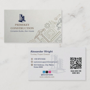 Turnkey Construction Services   Minimalist Grey Business Card