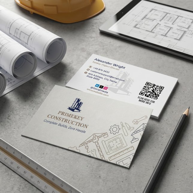 Turnkey Construction Services | Minimalist Grey Business Card (Creator Uploaded)