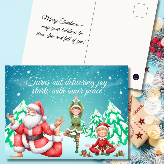 Turns Out Delivering Joy Starts With Inner Peace Holiday Postcard (Creator Uploaded)