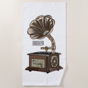Turntable cartoon illustration beach towel