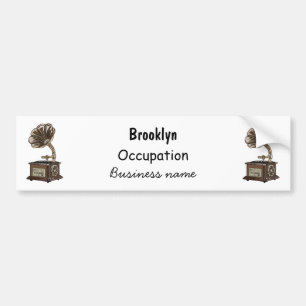 Turntable cartoon illustration bumper sticker