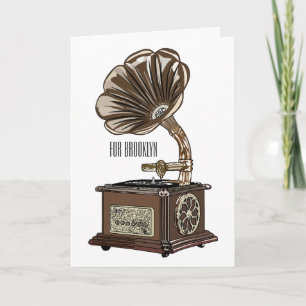Turntable cartoon illustration  card