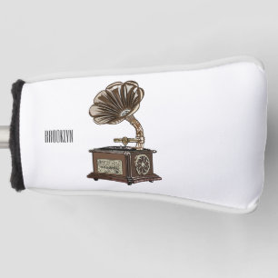 Turntable cartoon illustration  golf head cover