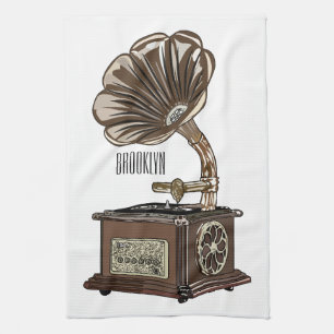 Turntable cartoon illustration kitchen towel
