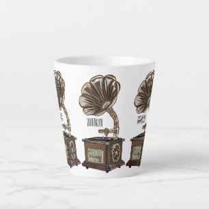 Turntable cartoon illustration  latte mug