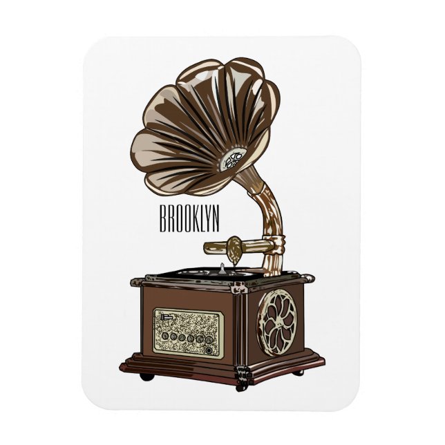 Turntable cartoon illustration  magnet (Vertical)