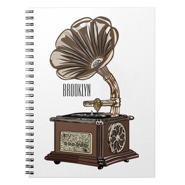 Turntable cartoon illustration  notebook (Front)