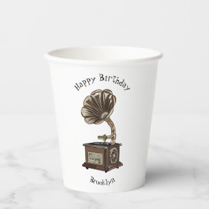 Turntable cartoon illustration paper cups