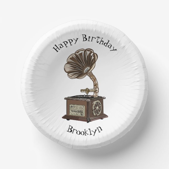 Turntable cartoon illustration paper plate (Front)