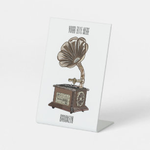 Turntable cartoon illustration pedestal sign
