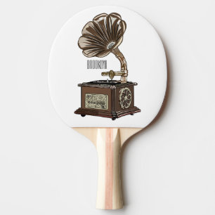 Turntable cartoon illustration ping pong paddle
