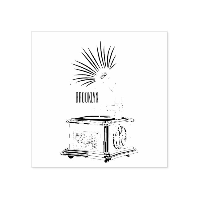 Turntable cartoon illustration  rubber stamp (Imprint)