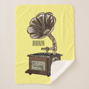 Turntable cartoon illustration sherpa blanket