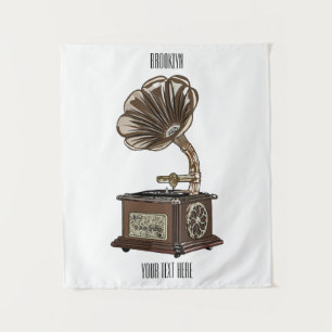 Turntable cartoon illustration tapestry