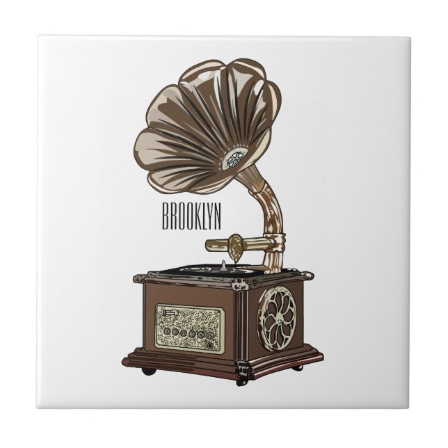 Turntable cartoon illustration  tile (Front)