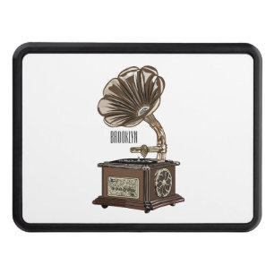 Turntable cartoon illustration  trailer hitch cover