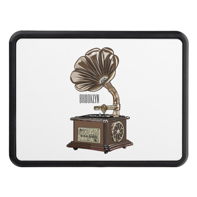 Turntable cartoon illustration  trailer hitch cover (Front)