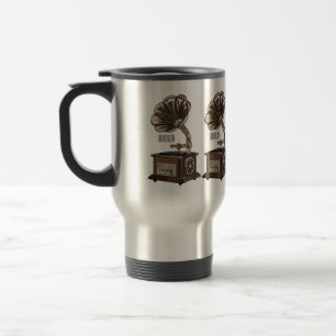 Turntable cartoon illustration travel mug