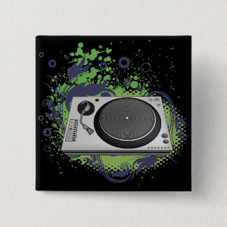 turntable deejay vector 2 inch square button