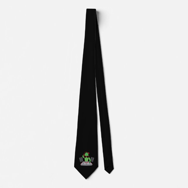 Turntable DJ Music Pickle Electronic Rave Musician Tie (Front)