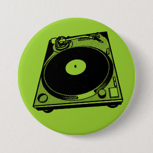 Turntable Graphic 3 Inch Round Button