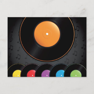 Turntable Records In Vivid Colours Postcard