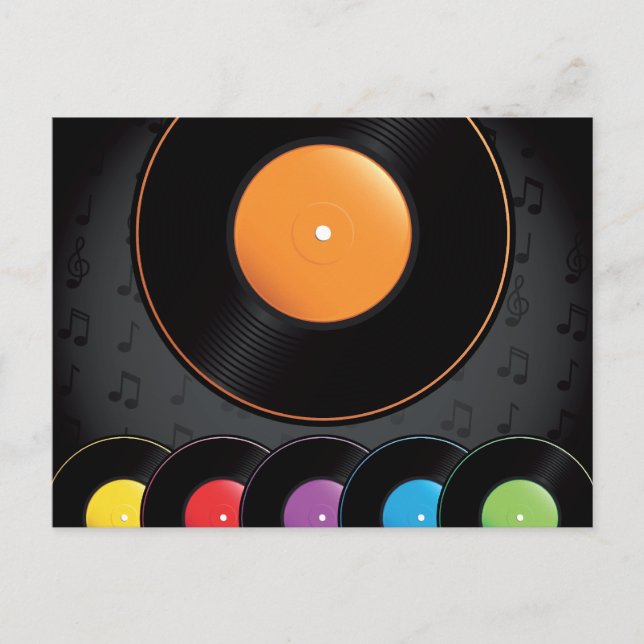 Turntable Records In Vivid Colours Postcard (Front)