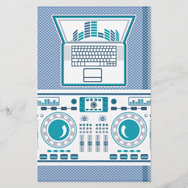 Turntable with Laptop DJ equipment Vector (Front)