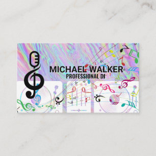 Turntables   DJ   Iridescent   Musical Notes Business Card