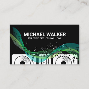Turntables   DJ   Musical Notes Business Card