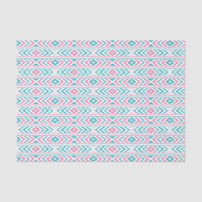 Turqoise and Pink Boho Aztec Pattern Tissue Paper (Front)