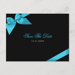 Turqoise Ribbon Wedding Invitation Save the Date