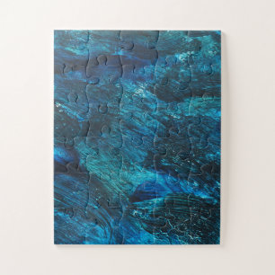 Turqouise Galaxy Paint Sparkles Jigsaw Puzzle