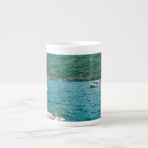 Turqouise waters of Perast - Montenegro  Bone China Mug