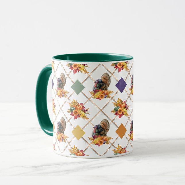 Turquie Citrouilles Thanksgiving Mug (Devant gauche)