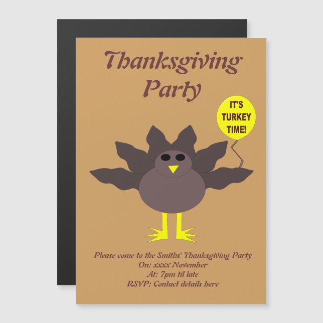 Turquie Heure Thanksgiving Invitation de fête pers (Devant / Derrière)
