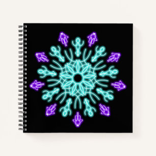 Turquiose and purple neon flower notebook