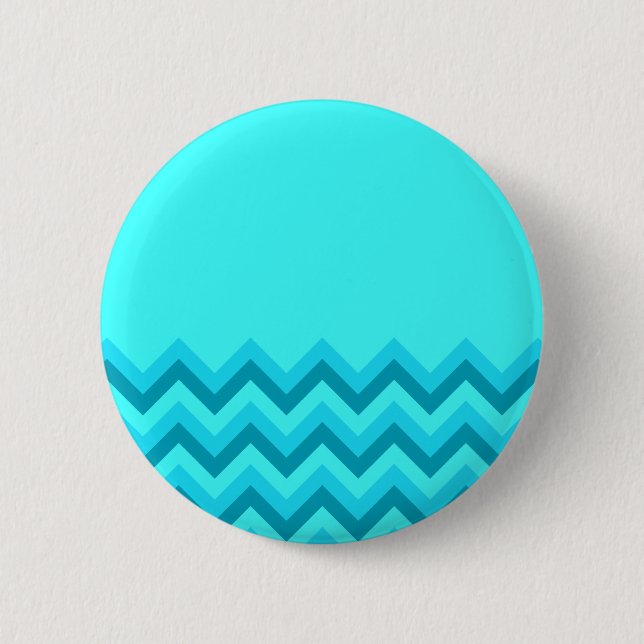 Turquiose Zig Zag Pattern. Part Plain. 2 Inch Round Button (Front)