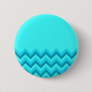 Turquiose Zig Zag Pattern. Part Plain. 2 Inch Round Button