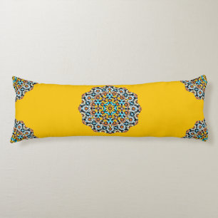 Turquise and Yellow Marble Moroccan Mosaic Body Pillow